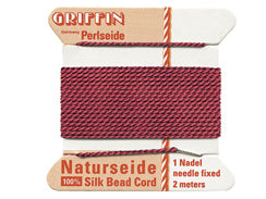 2 Meters - Garnet Griffin Bead Cord 100% Silk No. 8 - BeadPrism