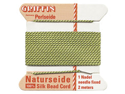 2 Meters - Jade Green Griffin Bead Cord 100% Silk No. 8 - BeadPrism