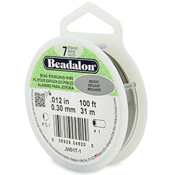 Beadalon 19-Strand Bead Stringing Wire, 0.015-inch, Silver Color, 100-Feet