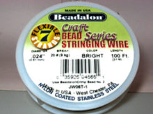Load image into Gallery viewer, 100 Feet - Beadalon Bead Stringing Wire, 7, 19, 49 Strand Wire,100 Feet Length, Bright, Gold, Silver Colors