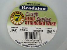 Load image into Gallery viewer, 1000 Feet - BRIGHT - Beadalon Bead Stringing Wire, 7, 19, 49 Strand Wire, 1000 Feet Length, Bright Color