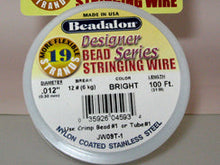 Load image into Gallery viewer, 100 Feet - Beadalon Bead Stringing Wire, 7, 19, 49 Strand Wire,100 Feet Length, Bright, Gold, Silver Colors