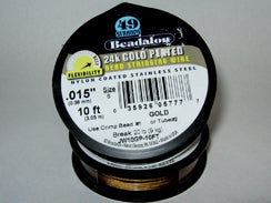 10 Feet - Beadalon 49 Strand Wire .015 inch Gold Plated - BeadPrism
