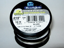 10 Feet - Beadalon 49 Strand Wire .015 inch Silver Plated - BeadPrism