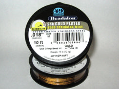 10 Feet - Beadalon 49 Strand Wire .018 inch Gold Plated - BeadPrism