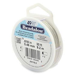 30 Feet - Beadalon 49 Strand Wire .018 inch Silver Color - BeadPrism
