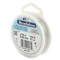 100 Feet - Beadalon 49 Strand Wire .018 inch Silver Color - BeadPrism