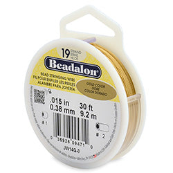 30 Feet - Beadalon 19 Strand Wire .015 inch Gold - BeadPrism