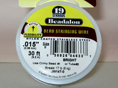 30 Feet - Beadalon 19 Strand Wire .015 inch Bright - BeadPrism