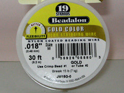 30 Feet - Beadalon 19 Strand Wire .018 inch Gold - BeadPrism