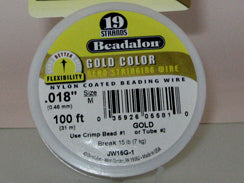 100 Feet - Beadalon 19 Strand Wire .018 inch Gold - BeadPrism