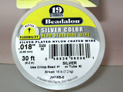 30 Feet - Beadalon 19 Strand Wire .018 inch Silver Color - BeadPrism