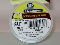 30 Feet - Beadalon 19 Strand Wire .021 inch Bright - BeadPrism