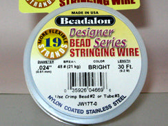 30 Feet - Beadalon 19 Strand Wire .024 inch Bright - BeadPrism
