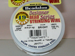 100 Feet - Beadalon Bead Stringing Wire, 7, 19, 49 Strand Wire,100 Feet Length, Bright, Gold, Silver Colors