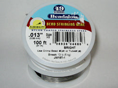 100 Feet - Beadalon Bead Stringing Wire, 7, 19, 49 Strand Wire,100 Feet Length, Bright, Gold, Silver Colors