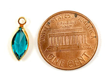 Load image into Gallery viewer, 14mm Tall Swarovski Birthstone Marquis Charms Gold Plated - Choose Your QUANTITY and COLORS - CCMG - BeadPrism