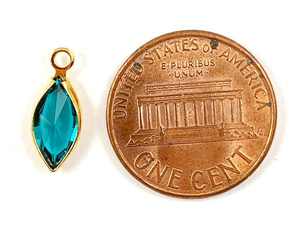 12Pcs Marquis Swarovski Birthstone Charms Gold Plated Bezel 1 of each month -CCMG-SET12 - BeadPrism