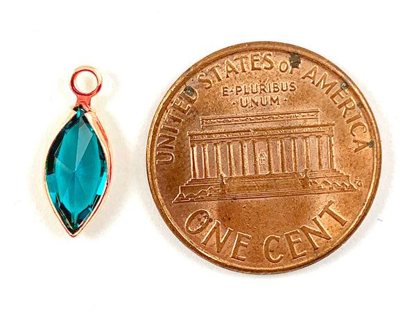 14mm Tall Swarovski Birthstone Marquis Charms Rose Gold Plated - Choose Your QUANTITY and COLORS R-CCMG - BeadPrism