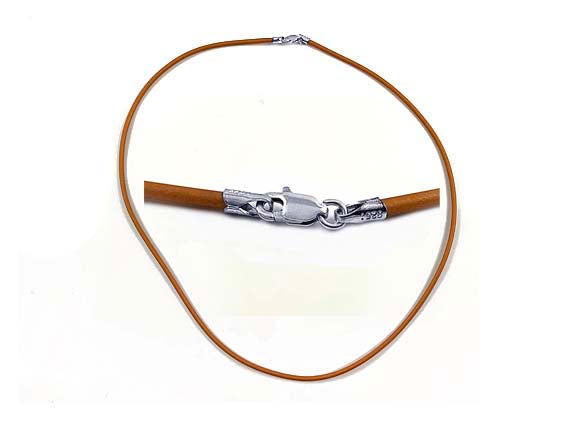 16-inch 2mm Round Rubber Necklace With 925 Sterling Silver Lobster Clasp, Choose Color