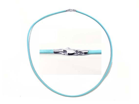 16-inch 2mm Round Rubber Necklace With 925 Sterling Silver Lobster Clasp, Choose Color