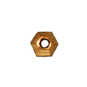 100 Pc Faceted Hex Heishi Spacer Bead 3mm Antique Gold Finish Tierracast Spacer Beads - P0422GA - BeadPrism