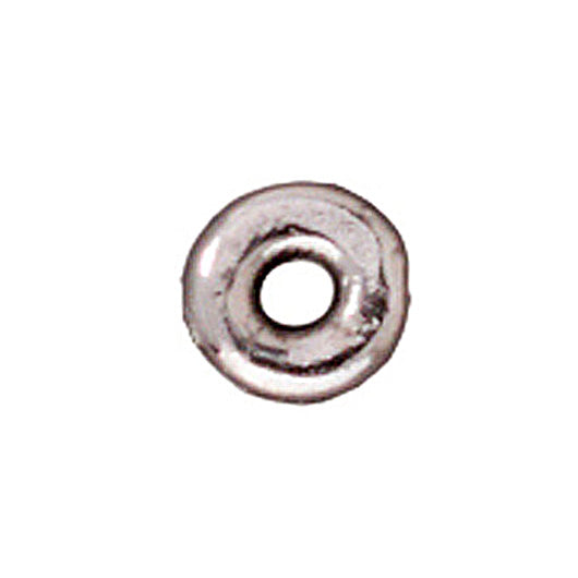 50 Pc Heishi Spacer Bead 5mm Bright Rhodium Finish Tierracast Spacer Beads - P0434RB - BeadPrism