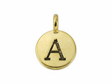 Load image into Gallery viewer, TierraCast Pewter Alphabet Charm Antique Gold Plated -  A
