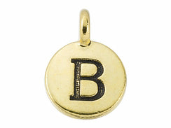 TierraCast Pewter Greek Alphabet Charm Antique Gold Plated -  Beta