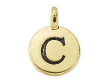 Load image into Gallery viewer, TierraCast Pewter Alphabet Charm Antique Gold Plated -  C