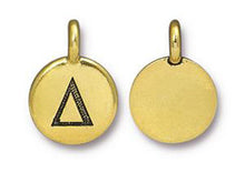 Load image into Gallery viewer, TierraCast Pewter Greek Alphabet Charm Antique Gold Plated -  Delta