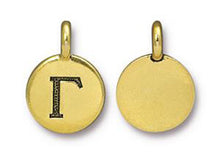 Load image into Gallery viewer, TierraCast Pewter Greek Alphabet Charm Antique Gold Plated -  Gamma