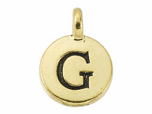 Load image into Gallery viewer, TierraCast Pewter Alphabet Charm Antique Gold Plated -  G