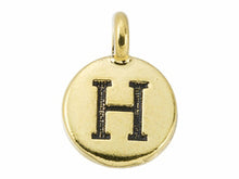 Load image into Gallery viewer, TierraCast Pewter Greek Alphabet Charm Antique Gold Plated -  Eta