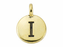 Load image into Gallery viewer, TierraCast Pewter Greek Alphabet Charm Antique Gold Plated -  Iota