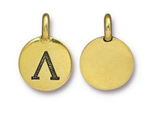 Load image into Gallery viewer, TierraCast Pewter Greek Alphabet Charm Antique Gold Plated -  Lambda