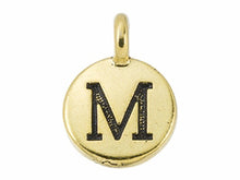 Load image into Gallery viewer, TierraCast Pewter Greek Alphabet Charm Antique Gold Plated -  Mu