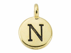 TierraCast Pewter Greek Alphabet Charm Antique Gold Plated -  Nu