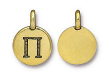 Load image into Gallery viewer, TierraCast Pewter Greek Alphabet Charm Antique Gold Plated -  PI