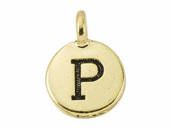 TierraCast Pewter Greek Alphabet Charm Antique Gold Plated -  Rho
