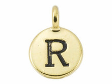 Load image into Gallery viewer, TierraCast Pewter Alphabet Charm Antique Gold Plated -  R