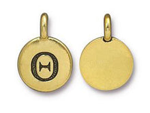 Load image into Gallery viewer, TierraCast Pewter Greek Alphabet Charm Antique Gold Plated -  Theta