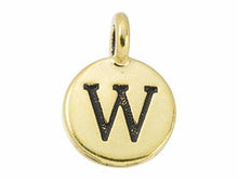 Load image into Gallery viewer, TierraCast Pewter Alphabet Charm Antique Gold Plated -  W