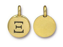 Load image into Gallery viewer, TierraCast Pewter Greek Alphabet Charm Antique Gold Plated -  Xi