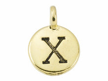 Load image into Gallery viewer, TierraCast Pewter Greek Alphabet Charm Antique Gold Plated -  Chi