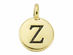 TierraCast Pewter Greek Alphabet Charm Antique Gold Plated -  Zeta