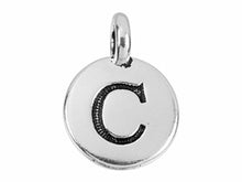 Load image into Gallery viewer, TierraCast Pewter Alphabet Charm Antique Silver Plated -  C