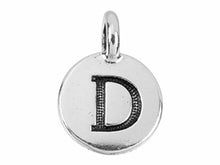 Load image into Gallery viewer, TierraCast Pewter Alphabet Charm Antique Silver Plated -  D