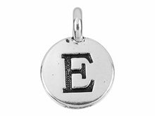 Load image into Gallery viewer, TierraCast Pewter Alphabet Charm Antique Silver Plated -  E