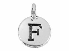 Load image into Gallery viewer, TierraCast Pewter Alphabet Charm Antique Silver Plated -  F